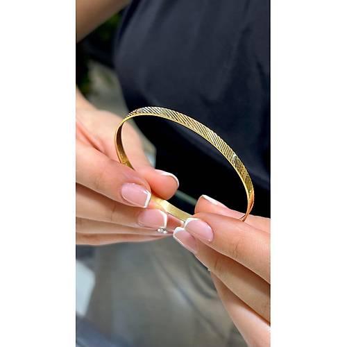 Kibrit Bilezik | 15 gr (Gram) Sarmal Desenli Kibrit Çöpü Bilezik 22 Ayar Altın